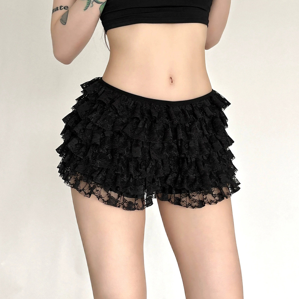 ZARA Autumn Sexy Fluffy Lace Layered Ruffle Shorts Leggings